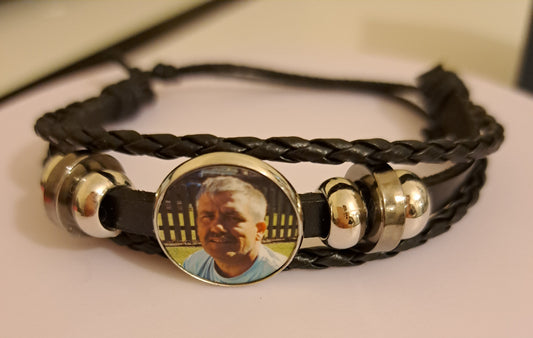 Personalised Photo Leather Black Bracelet