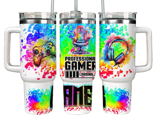 40oz Tumbler with straw - Professional Gamer Loading - Gift