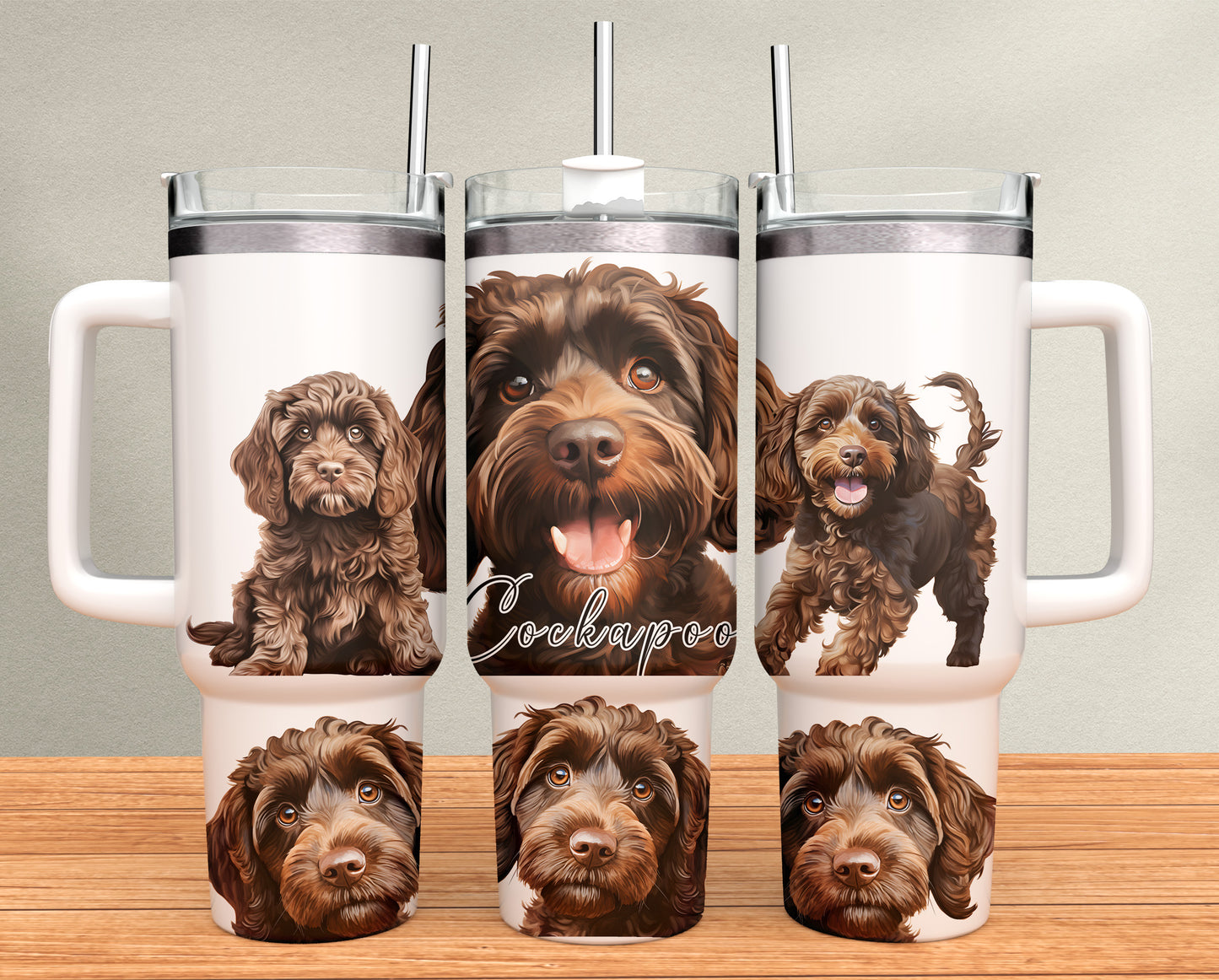 40oz Tumbler - Brown Cockapoo