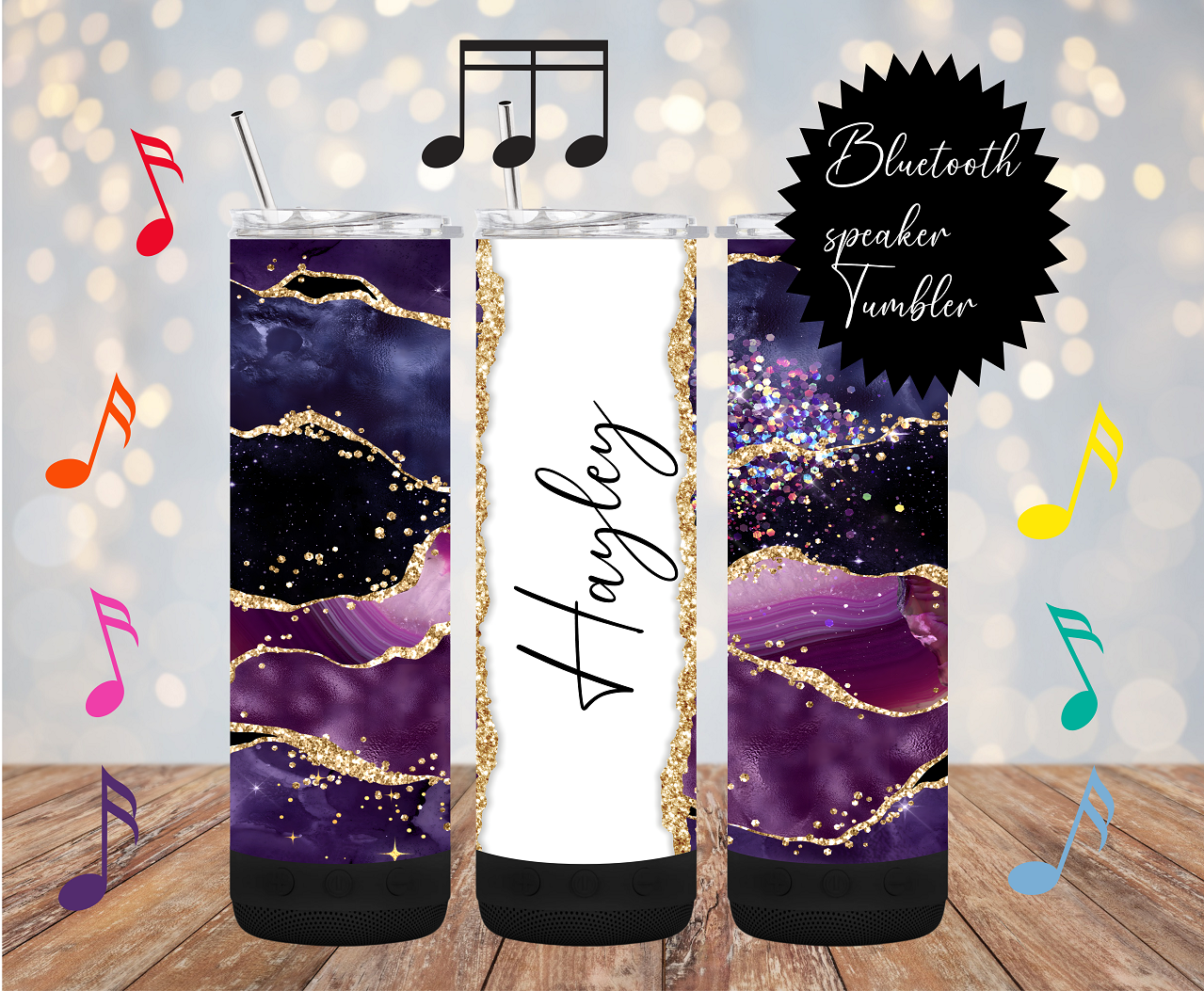 20oz Bluetooth Speaker Tumbler -Add Name Designs - Personalised