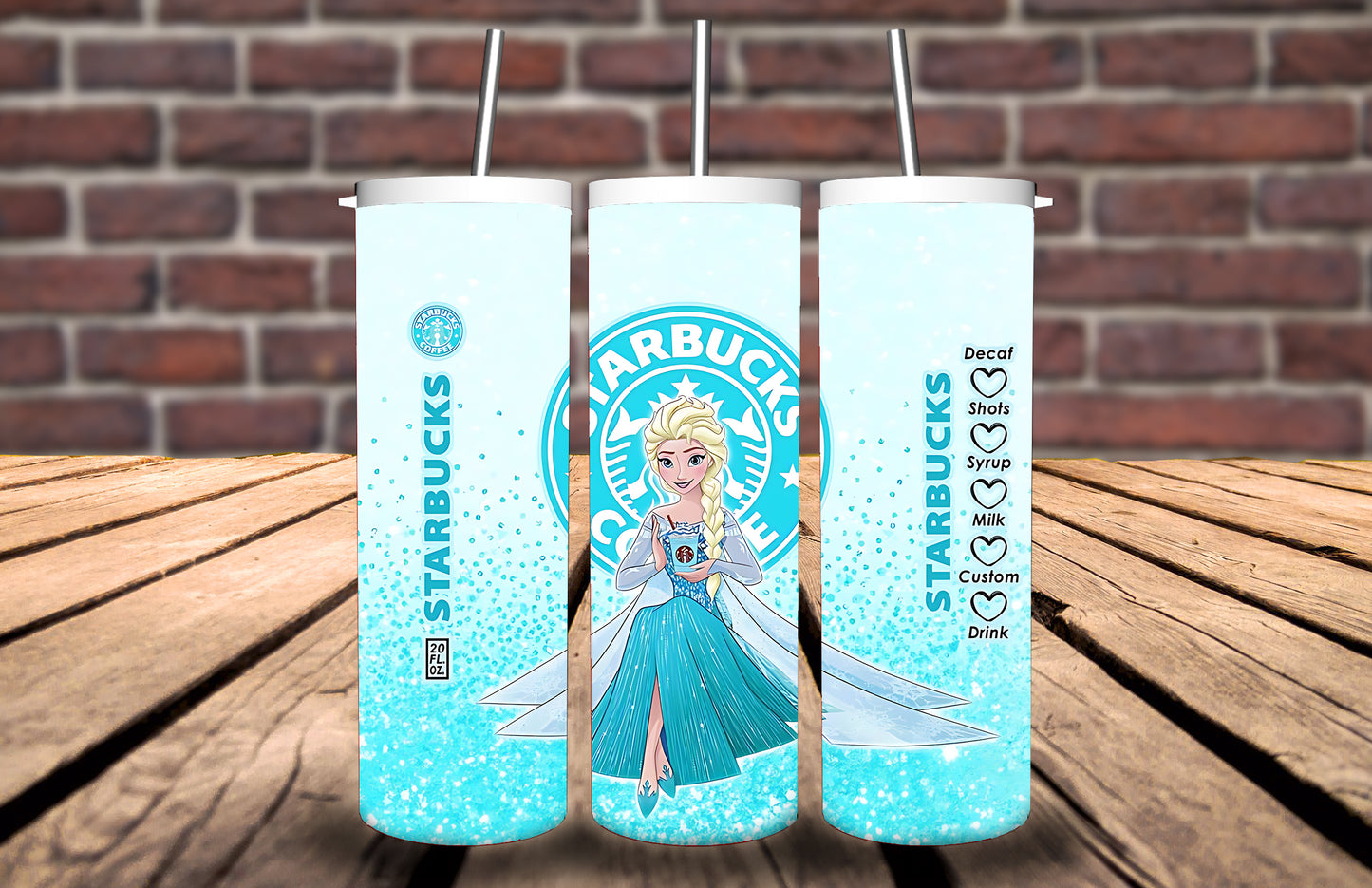 20oz Tumbler - Frozen Characters inspired - Personalise with name