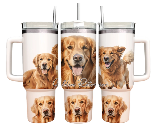 40oz Tumbler - Golden Retriever- dog design