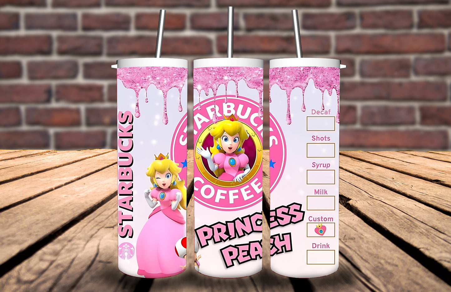 20oz Tumbler - Princess Peach inspired - Personalise with name