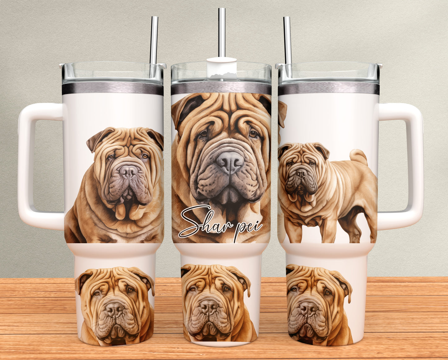 40oz Tumbler - shar Pei- dog design