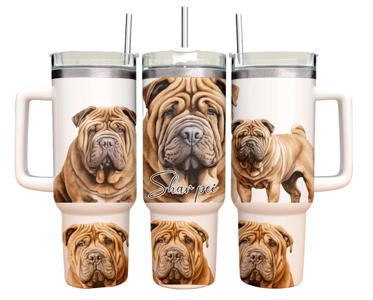 40oz Tumbler - shar Pei- dog design