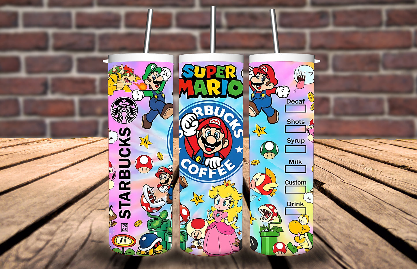 20oz Tumbler - Super Mario inspired - Personalise with name