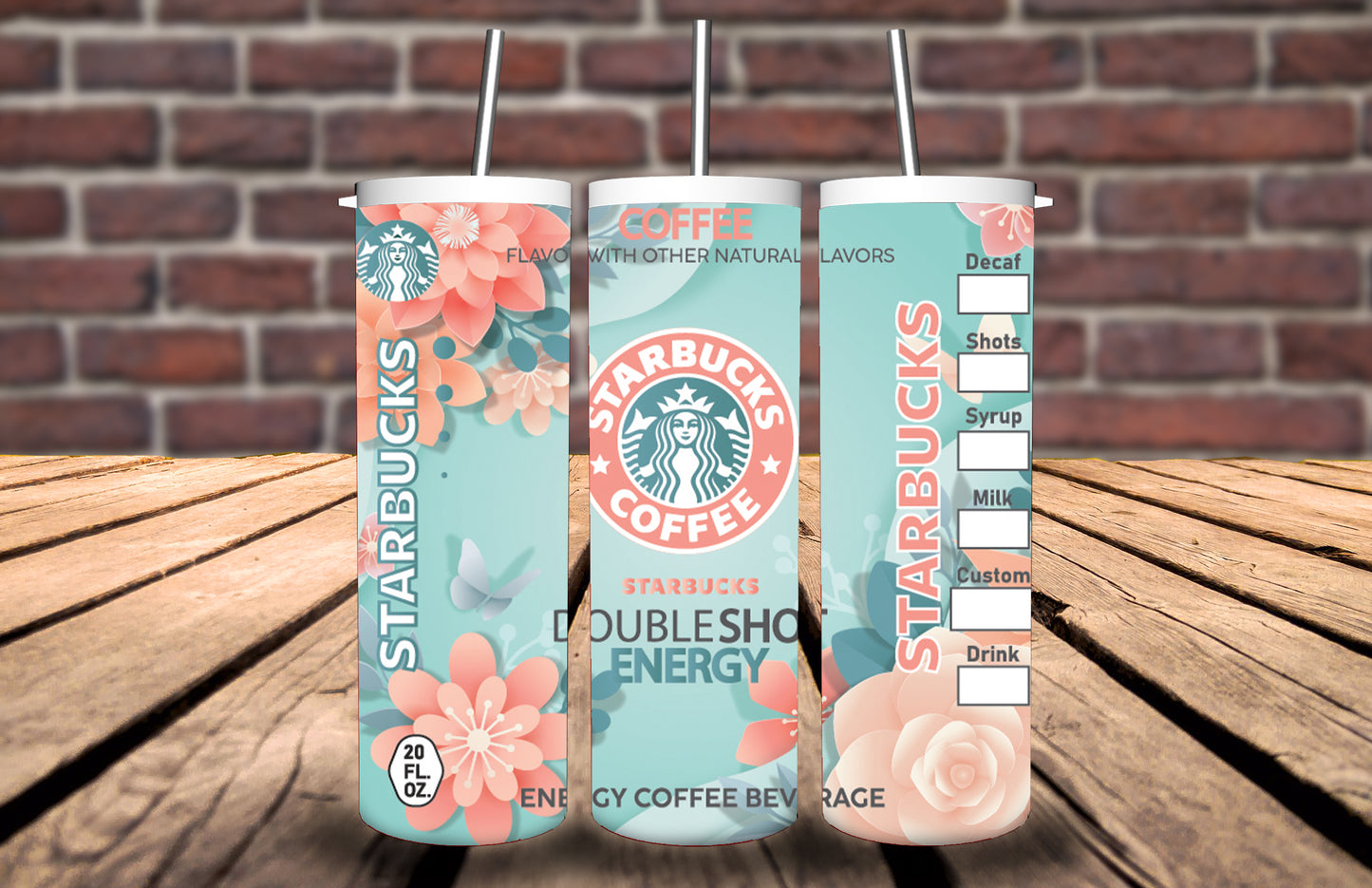 20oz Tumbler starbucks themed