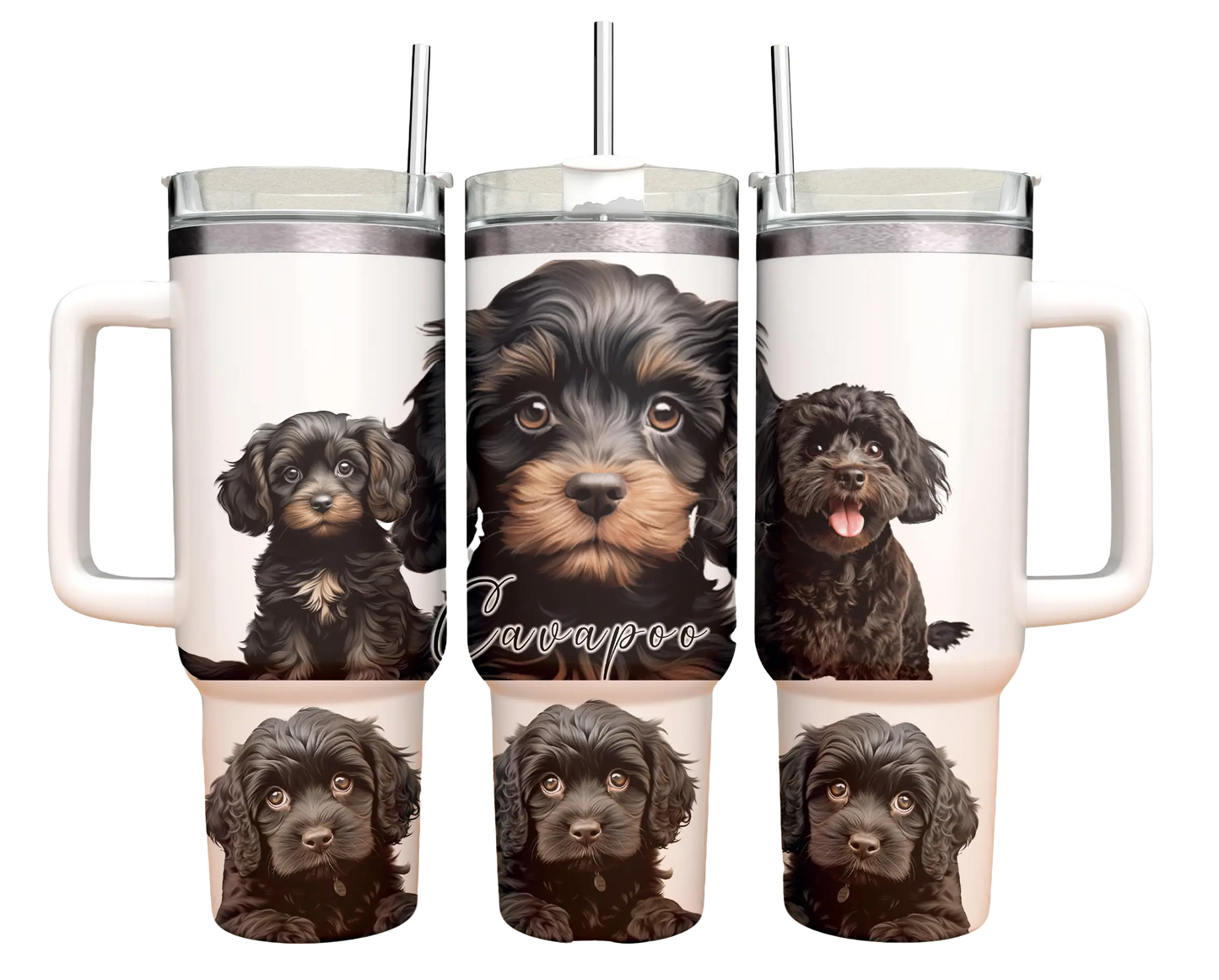 40oz Tumbler - Black Cavapoo