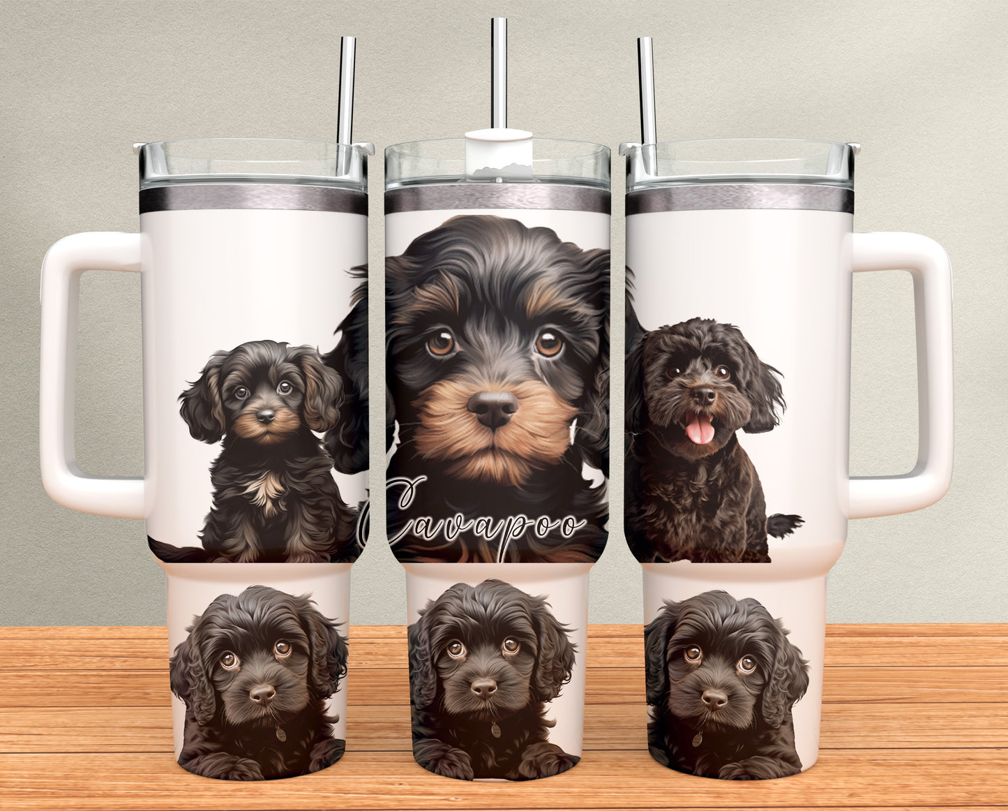 40oz Tumbler - Black Cavapoo