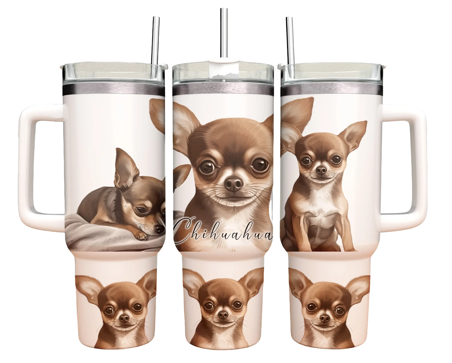 40oz Tumbler - Chihuahua - brown + tan