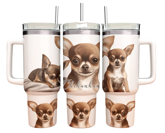 40oz Tumbler - Chihuahua - brown + tan