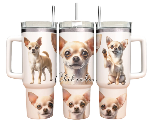 40oz Tumbler - Chihuahua - beige