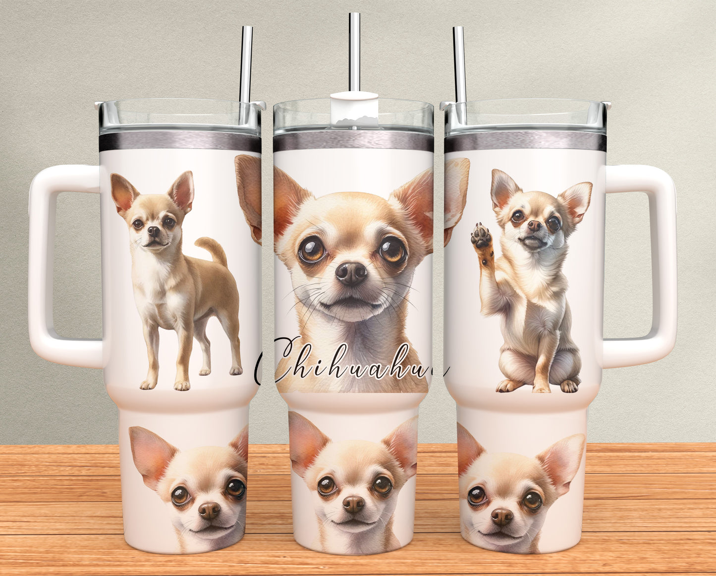 40oz Tumbler - Chihuahua - beige