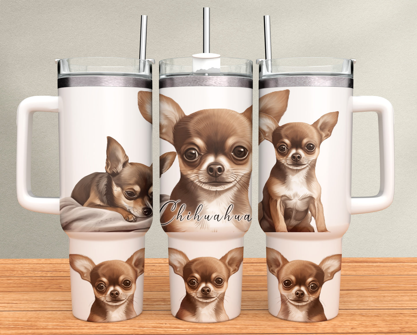 40oz Tumbler - Chihuahua - brown + tan