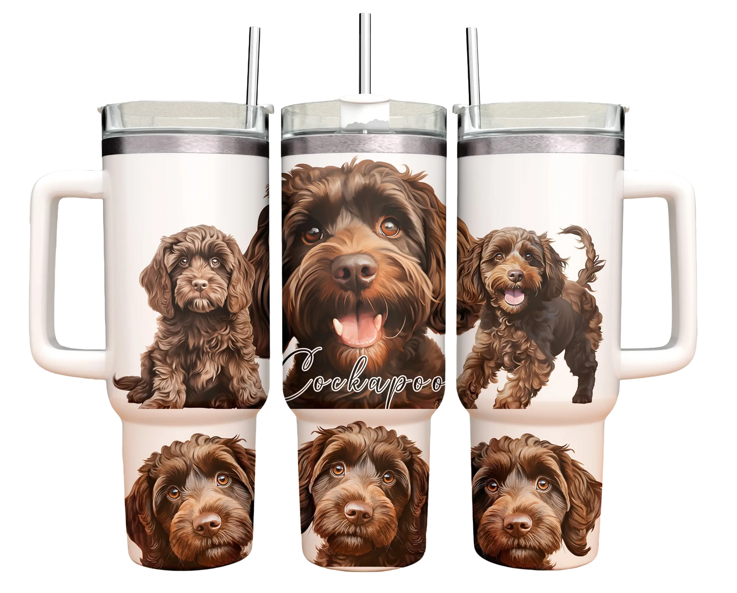 40oz Tumbler - Brown Cockapoo