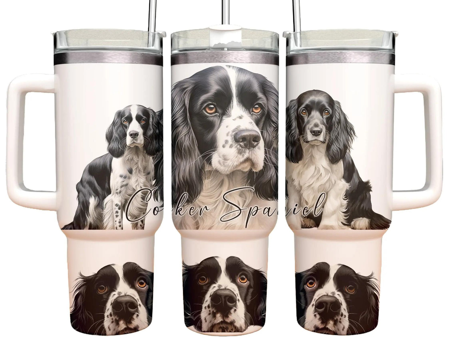 40oz Tumbler - Cocker Spaniel Black and white dog