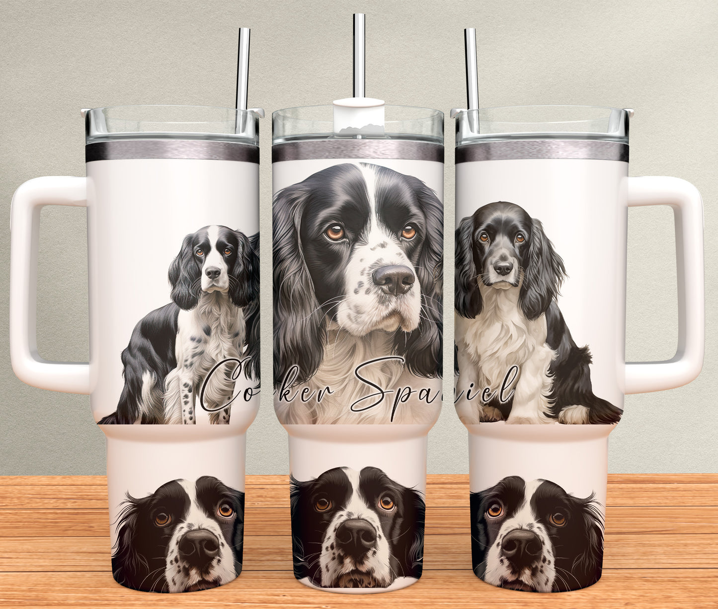 40oz Tumbler - Cocker Spaniel Black and white dog