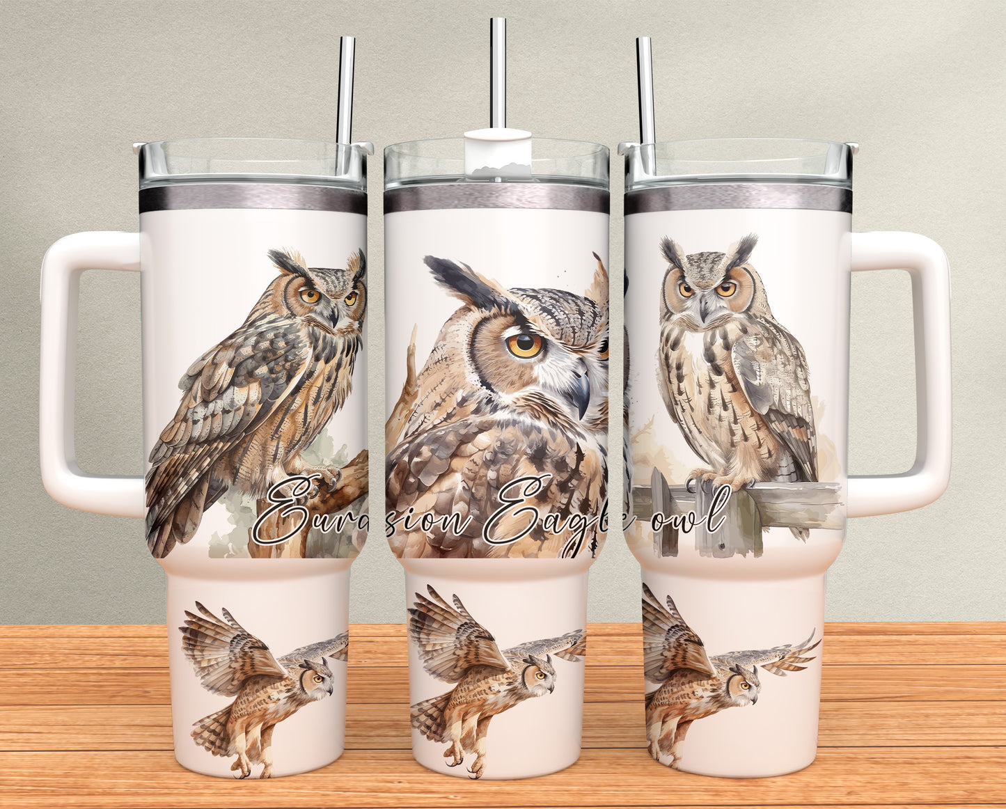 40oz Tumbler - Eurasion Eagle owl