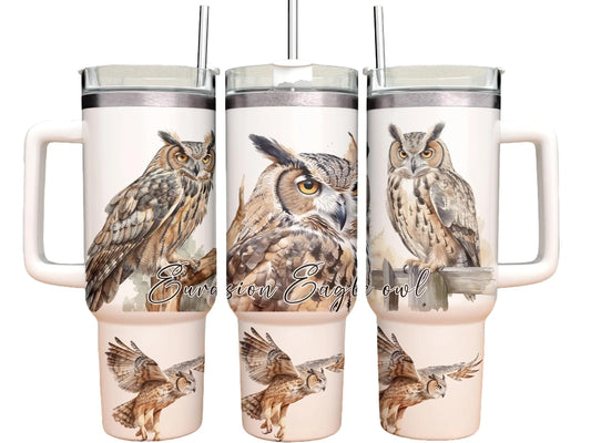 40oz Tumbler - Eurasion Eagle owl