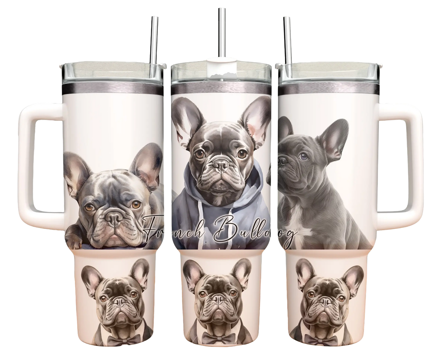 40oz Tumbler - Frenchie - French Bulldog - Blue