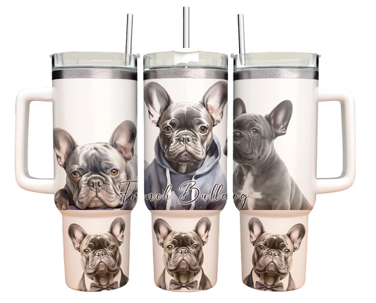 40oz Tumbler - Frenchie - French Bulldog - Blue