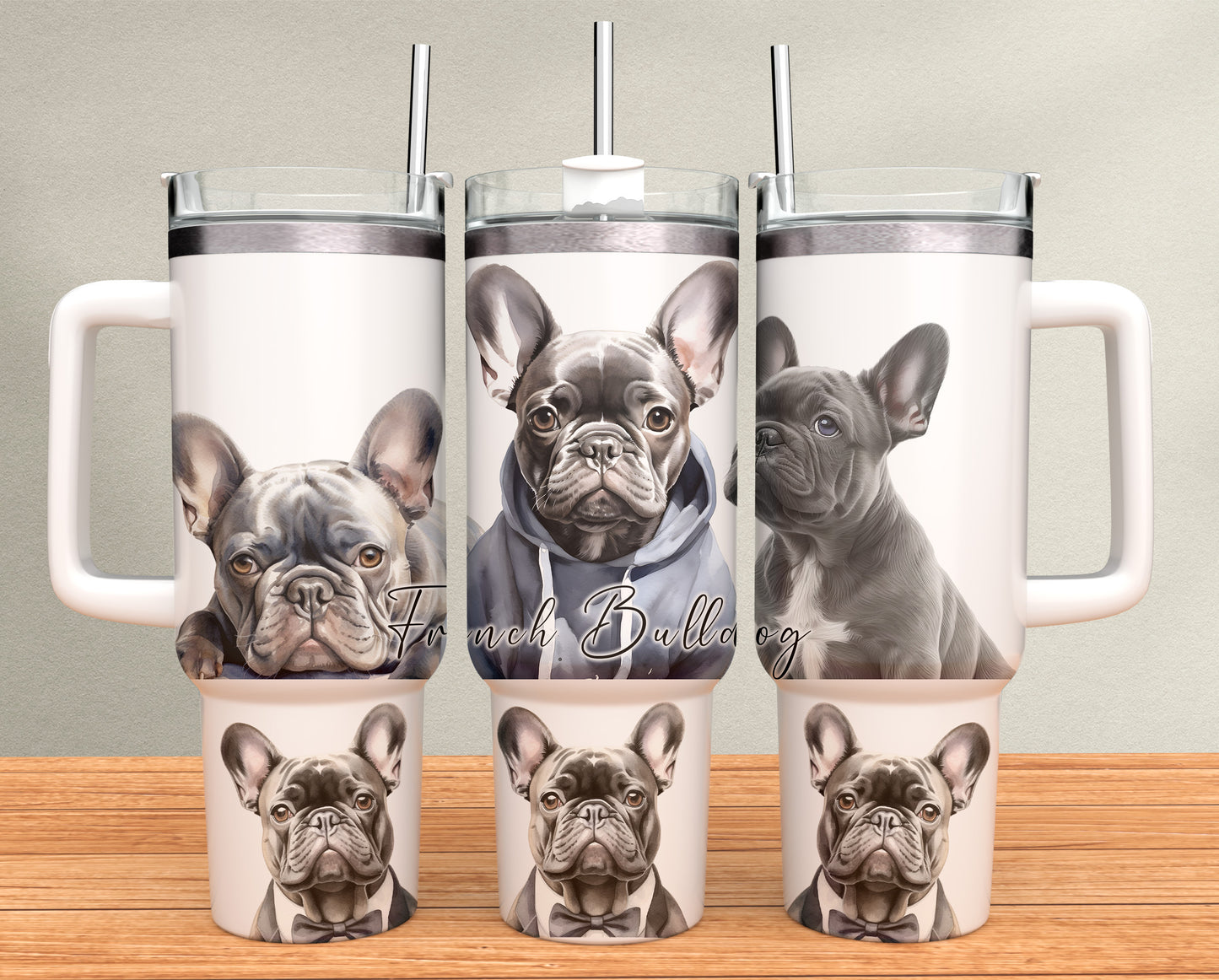 40oz Tumbler - Frenchie - French Bulldog - Blue