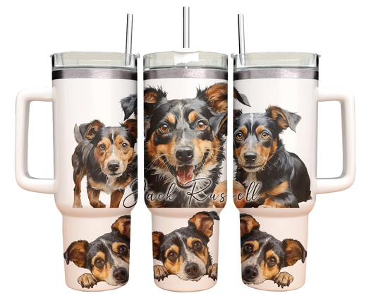 40oz Tumbler - Jack Russell Black and Tan