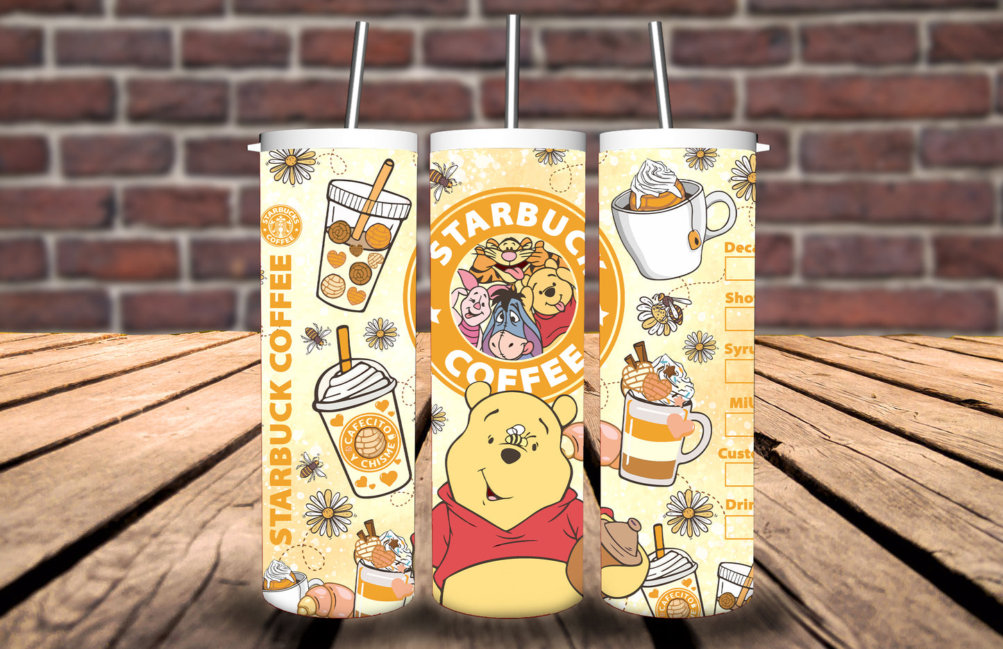 20oz Tumbler - Winnie the Pooh inspired - Personalise with name